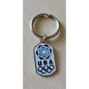 Vintage Keychain USA OLYMPICS Key Ring Metal & Enamel Fob Souvenir by Aminco